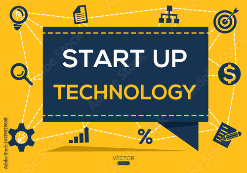 Creative (startup technology) Banner Word with Icon ,Vector illustration.