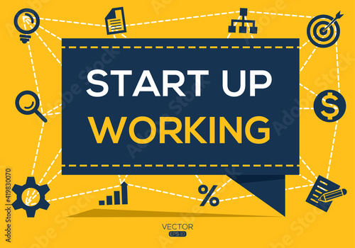 Creative (startup working) Banner Word with Icon ,Vector illustration.