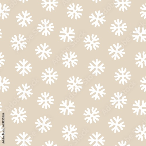 Brown Christmas Snowflakes seamless pattern design