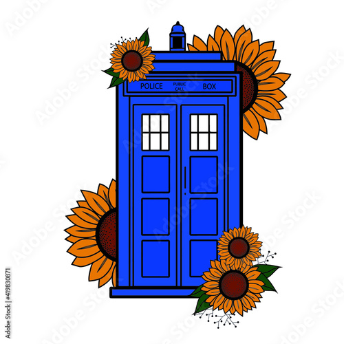 Fototapeta Doctor Who vector illustration blue police call box