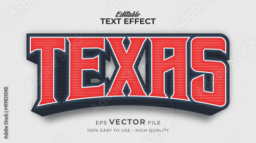 Editable text style effect - Texas Retro text style theme
