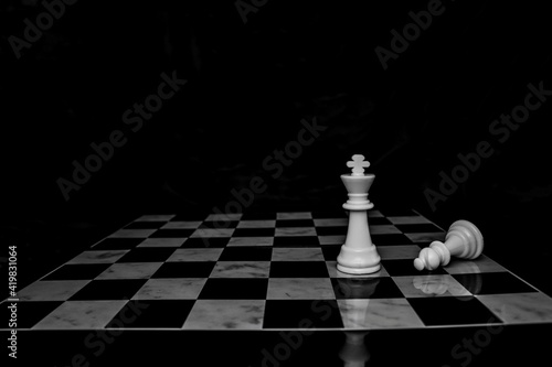 Business concept design with chess pieces. Chess board game concept for ideas and competition and strategy, business success concept, business competition planing teamwork strategic concept.