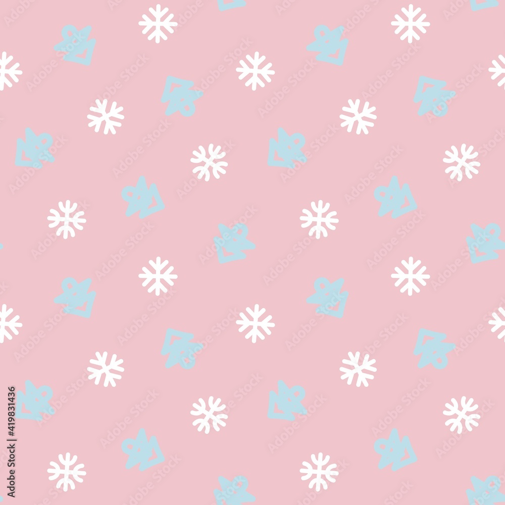 Pink Christmas Tree seamless pattern design