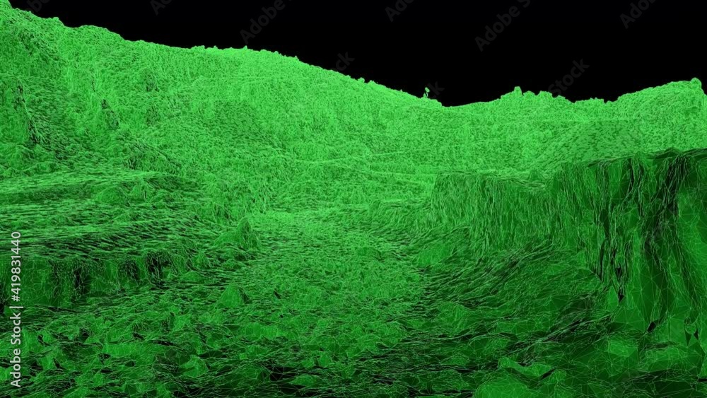 Real time drone aerial scans overlayed on a 3D digital model of a sand quarry,enabling accurate volume measurements for enhanced efficiency.