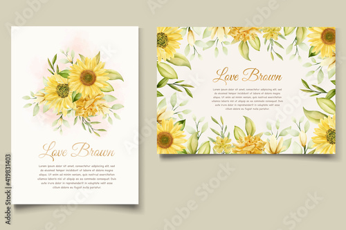 beautiful sunflower invitation card set