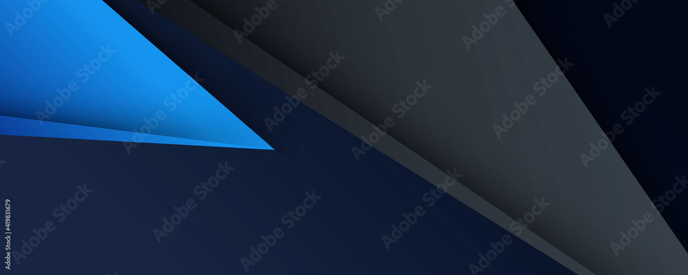Abstract blue black triangles geometric background for wide banner Abstract blue black triangles geometric background for wide banner
