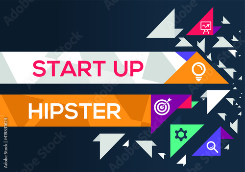 Creative (startup hipster) Banner Word with Icon ,Vector illustration.