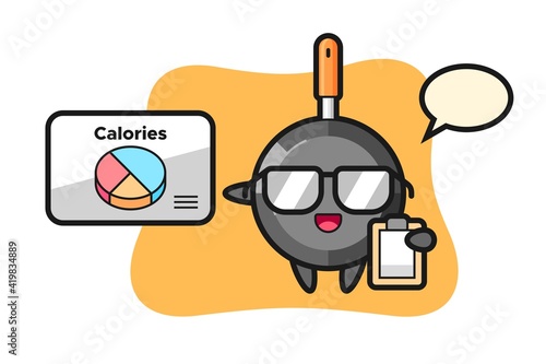 Illustration of frying pan mascot as a dietitian
