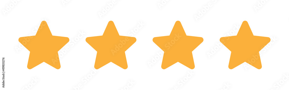 Four yellow stars icon. Golden star vector symbol. Four yellow stars icon. Golden star vector symbol.