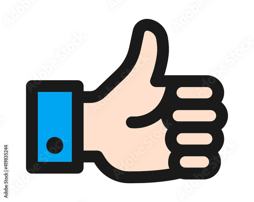 Thumb Up vector icon. Like hand gesture.