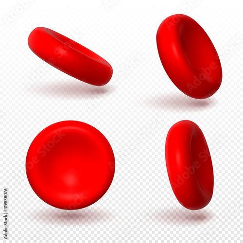 Vector illustration of red blood cells or erythrocytes isolated on transparent background