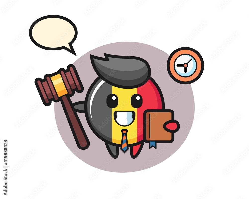 Mascot cartoon of belgium flag badge as a judge