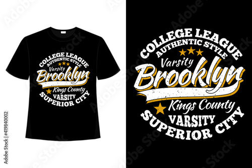 T-shirt typography brooklyn college league varsity vintage style