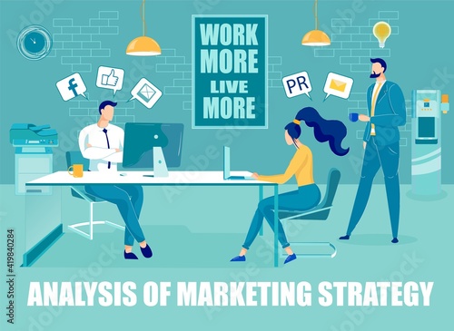 Marketing Strategy Analysis Division Employees, Vector Illustration
