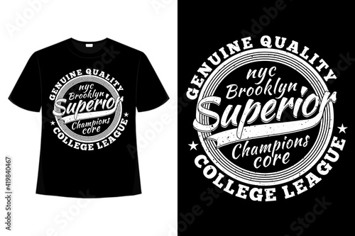 T-shirt typography brooklyn superior champions genuine vintage