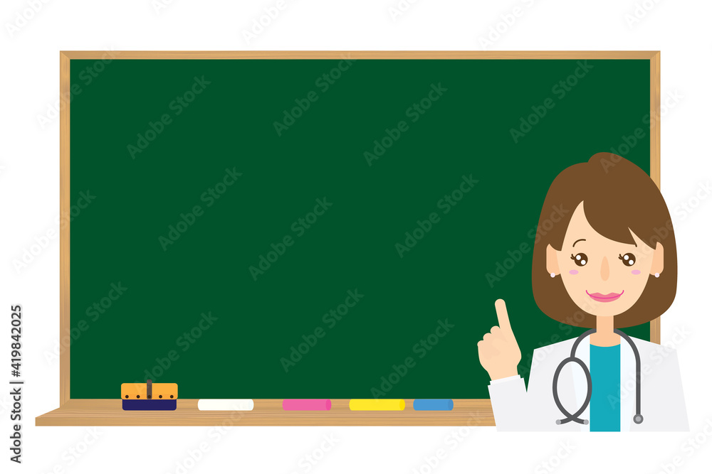 黒板と指差しする医者 Blackboard & doctor pointing finger 黒板と指差しする医者 Blackboard & doctor pointing finger