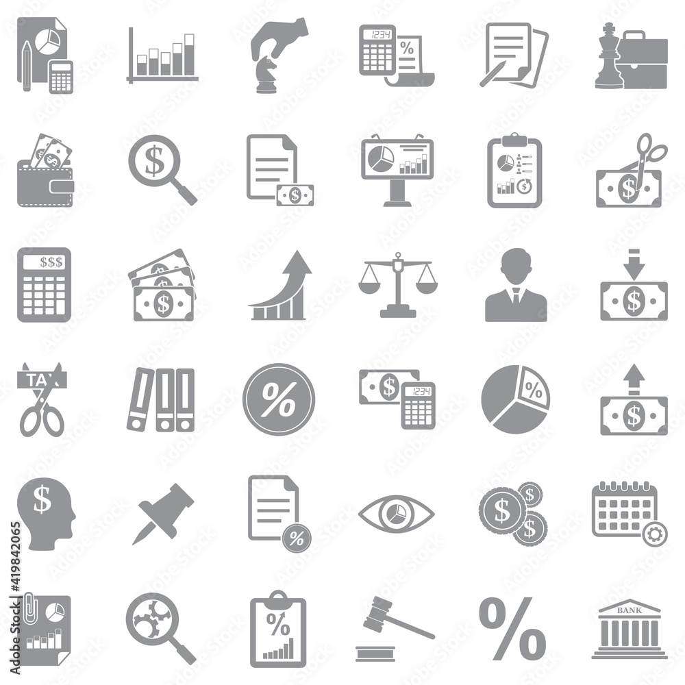 Business And Enterprise Icons. Gray Flat Design. Vector Illustration. Business And Enterprise Icons. Gray Flat Design. Vector Illustration.