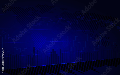 forex or stock market background with dark blue tone