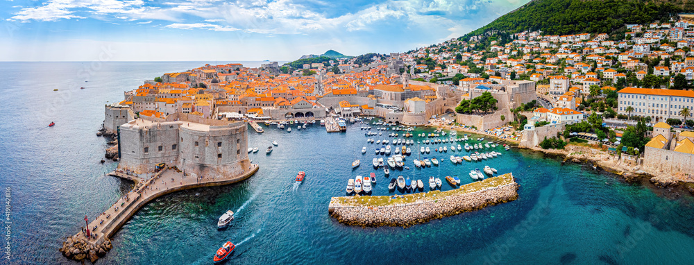 The aerial view of Dubrovnik, a city in southern Croatia fronting the Adriatic Sea