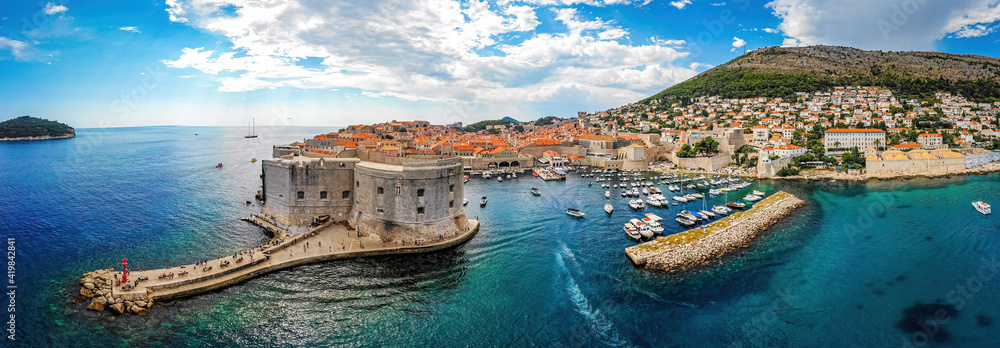 The aerial view of Dubrovnik, a city in southern Croatia fronting the Adriatic Sea