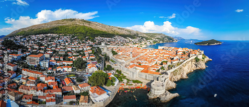 The aerial view of Dubrovnik, a city in southern Croatia fronting the Adriatic Sea