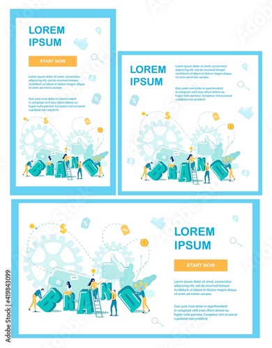 Branding Responsive Landing Page Templates Set Vector Illustration