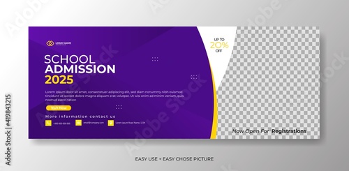 Editable school education admission timeline cover layout and web banner template