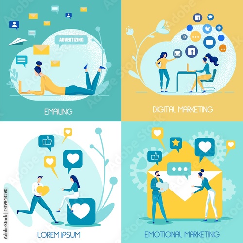 Emotional Marketing Flat Social Media Banners Set