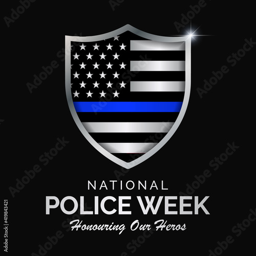 National Police week (NPW) is observed each year in May in United states that pays tribute to the local, state, and federal officers who have died or disabled, in the line of duty. vector art