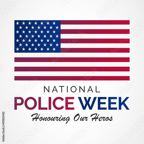 National Police week (NPW) is observed each year in May in United states that pays tribute to the local, state, and federal officers who have died or disabled, in the line of duty. vector art