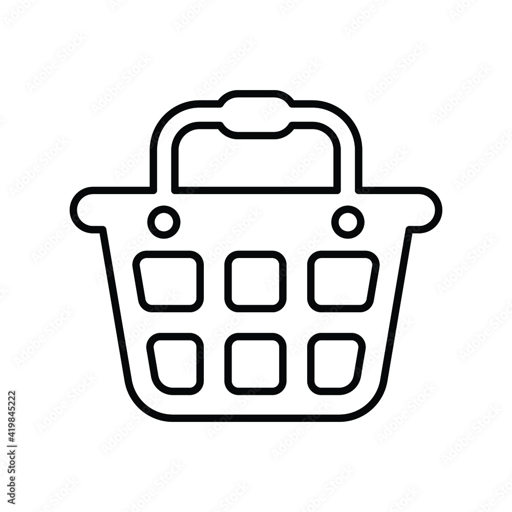 Shopping cart, Basket outline icon. Line art vector. Shopping cart, Basket outline icon. Line art vector.