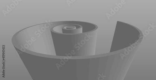 Extruded spiral in perspective view. Vector illustration