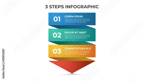 3 points of steps infographic template vector, arrow list diagram layout for presentation, etc