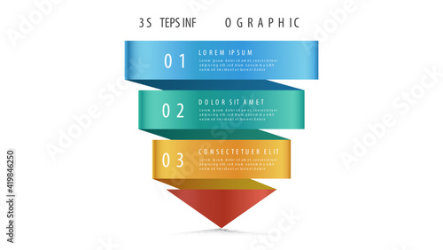 3 points of steps, infographic template, layout design vector with arrow diagram