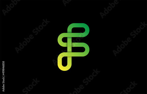 gradient color 3d connected letter FS, SF, F logo design