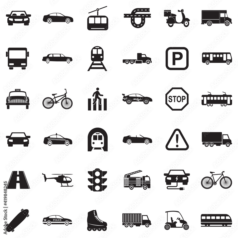 City Transport Icons. Black Flat Design. Vector Illustration. City Transport Icons. Black Flat Design. Vector Illustration.