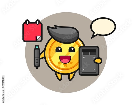 Illustration of medal mascot as a graphic designer