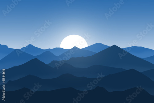 flat landscape cool mountain nature on sunny mornings
