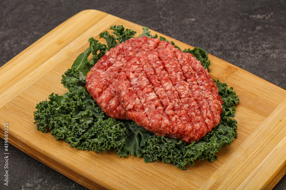 Raw beef burger cutlet for cooking Raw beef burger cutlet for cooking