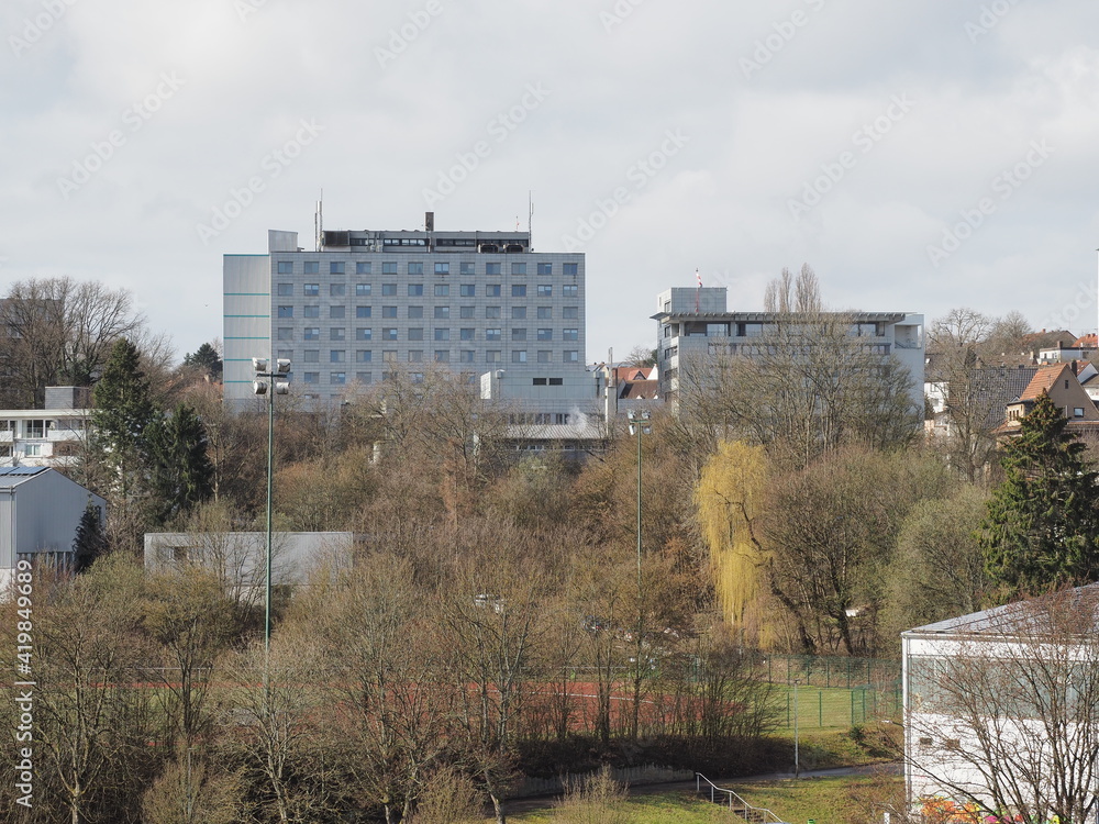Stadtansicht Neunkirchen/Saar – Rathaus – Diakonie Klinikum – TUS-Halle 