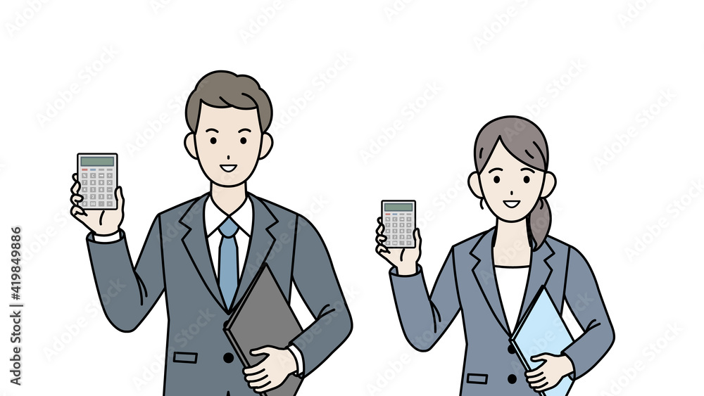 電卓を持つ スーツ姿の男女 審査 鑑定 税理士 イラスト素材 Stock Vector Adobe Stock 電卓を持つ スーツ姿の男女 審査 鑑定 税理士 イラスト素材 Stock Vector Adobe Stock