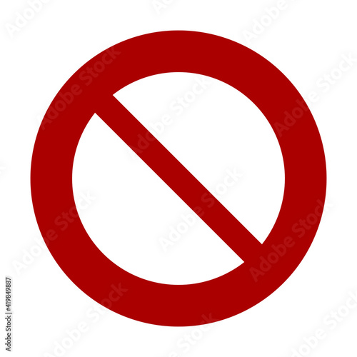 Red No Sign or General Prohibition Circle-Backslash Icon. Vector Image.