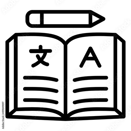 Literary translation Concept Vector line Icon Design, Language Translator symbol on white background, Dub localization stock illustration