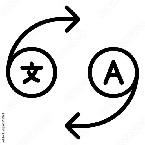 Translator Interface Button Concept Vector line Icon Design, Language Translation symbol on white background, Dub localization stock illustration