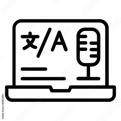Direct Speech Translator Concept, Voice Conversion Vector line Icon Design, Language Translation symbol on white background, Dub localization stock illustration