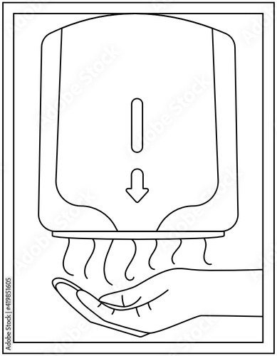 
A bathroom hands dryer machine line vector 

