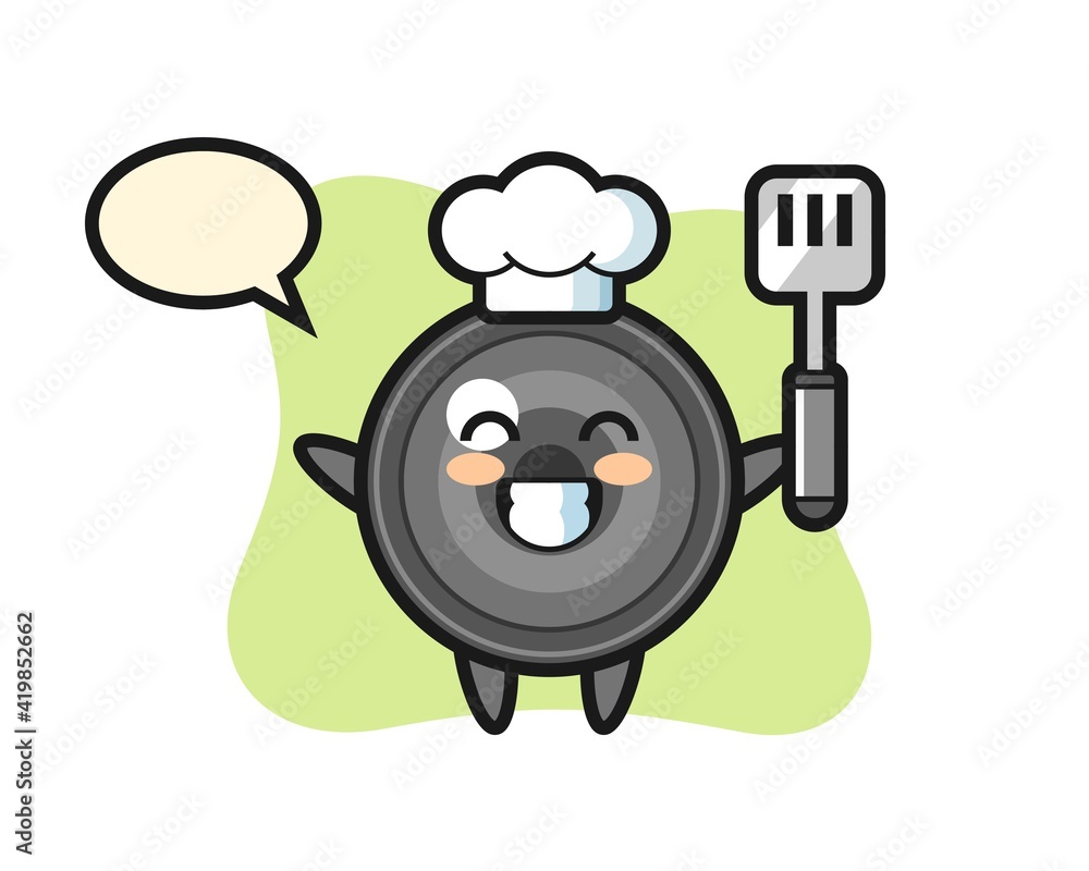 Camera lens character illustration as a chef is cooking