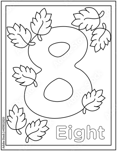 
Hand drawn vector of eight coloring page, numerical digit 

