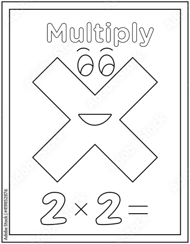 
Hand drawn vector of multiply coloring page, numerical digits

