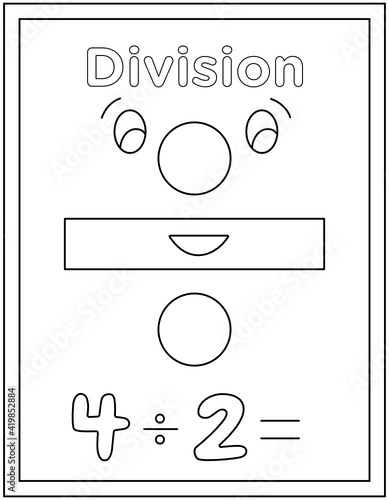 
Hand drawn vector of division coloring page, numerical digits


